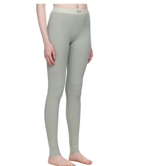 SKIMS Green Cotton Rib Leggings, size Large, preowned. - Picture 1 of 10